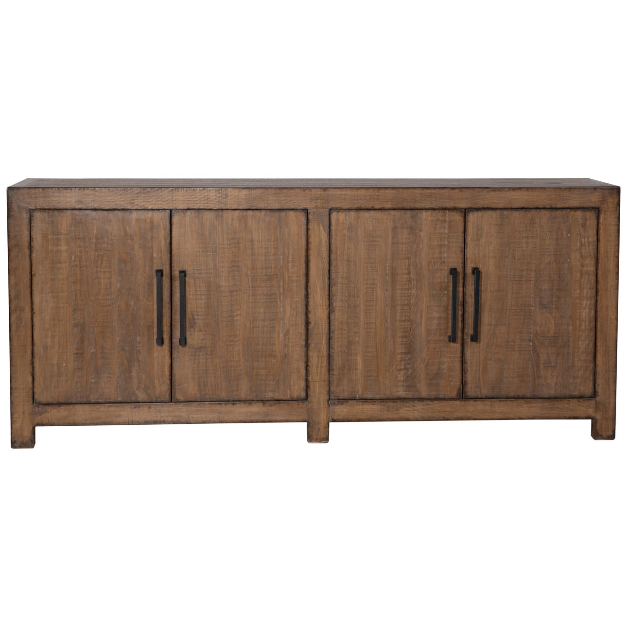 Medium Brown Finish Reclaimed Pine Wood Sideboard 84 in Wide