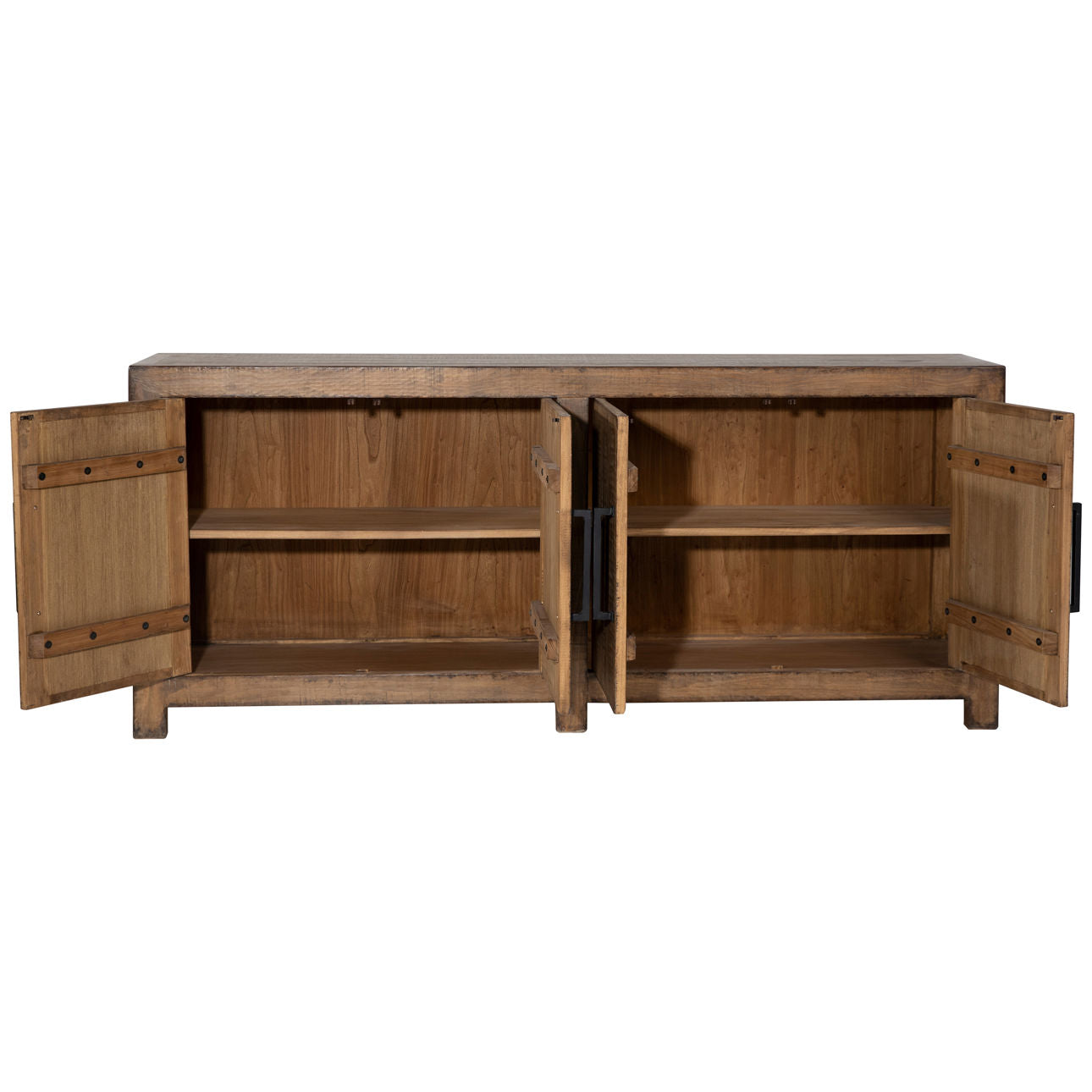 Medium Brown Finish Reclaimed Pine Wood Sideboard 84 in Wide