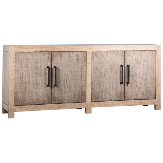 Light and Medium Warm Wash Reclaimed Pine Wood Sideboard 84 in Wide
