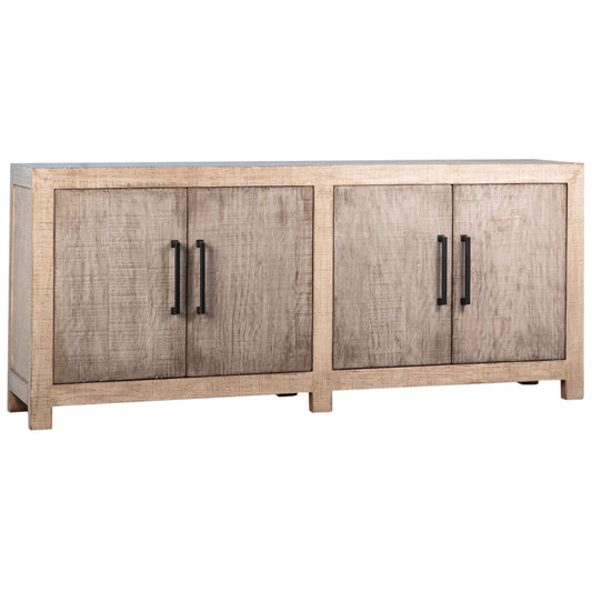 Light and Medium Warm Wash Reclaimed Pine Wood Sideboard 84 in Wide