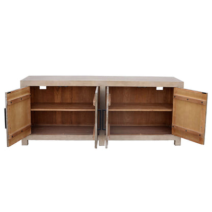 Light and Medium Warm Wash Reclaimed Pine Wood Sideboard 84 in Wide