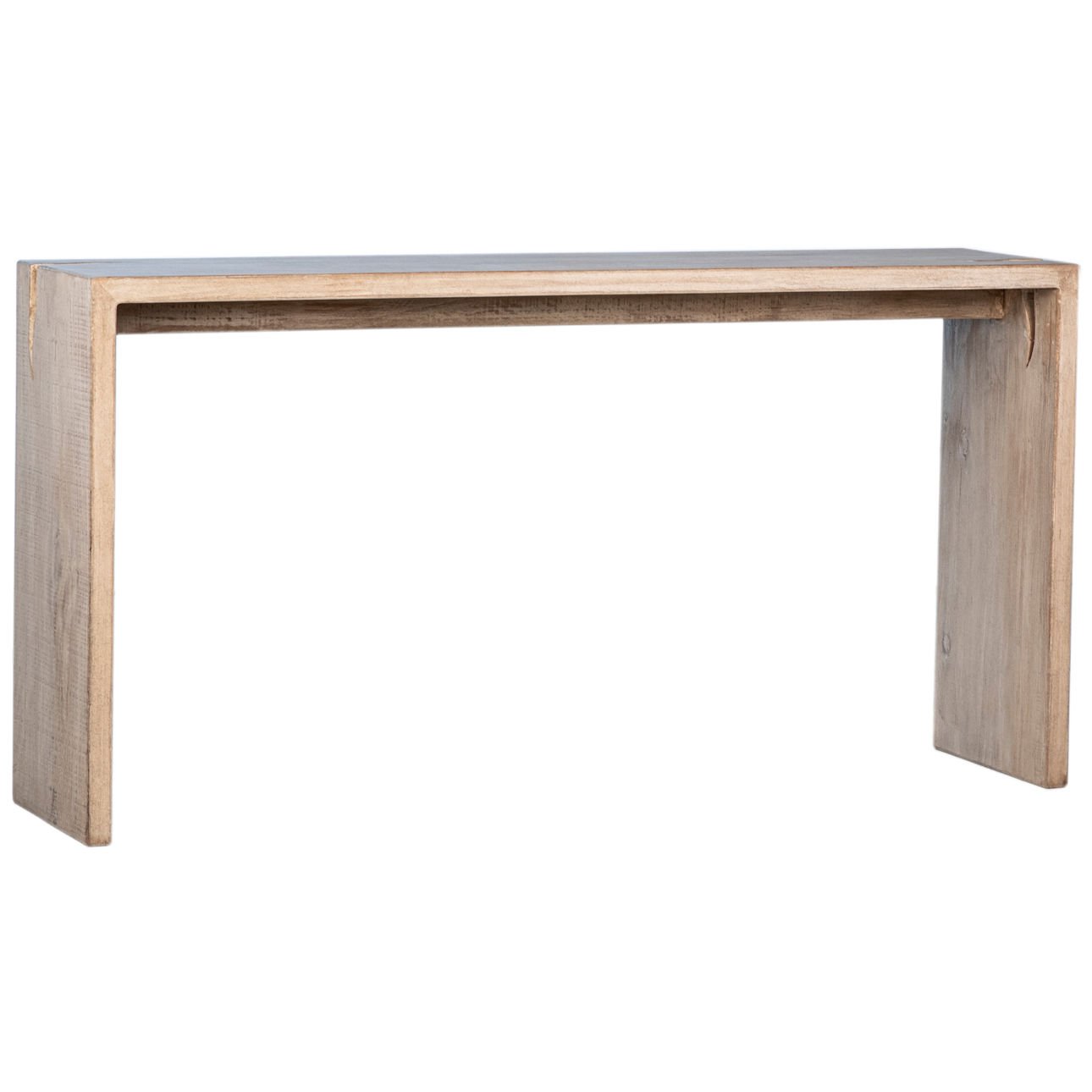 Light Warm Wash Finish Reclaimed Pine Wood Table 63 in Wide