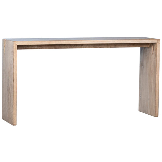 Light Warm Wash Finish Reclaimed Pine Wood Table 63 in Wide