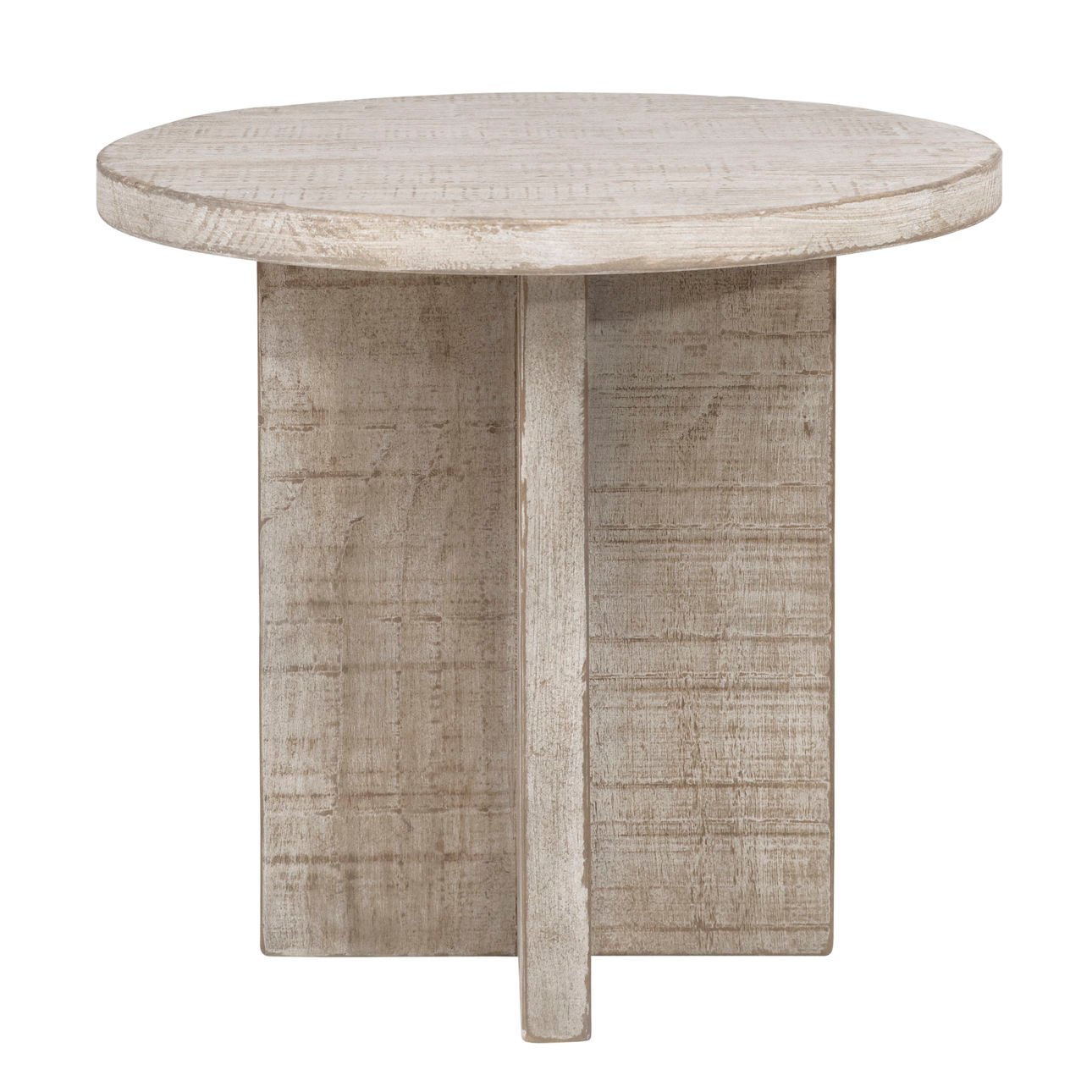 Light Warm Wash Finish Reclaimed Pine Wood Table 24 in Wide