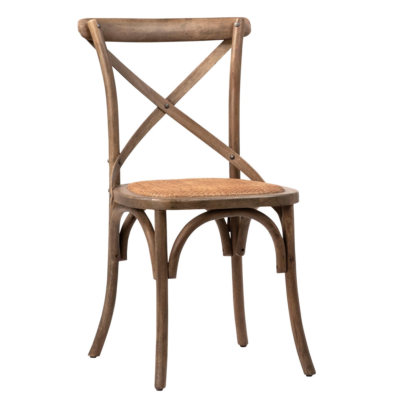 Natural Finish Oak Wood Frame and Rattan Seat Chair 20 in Wide