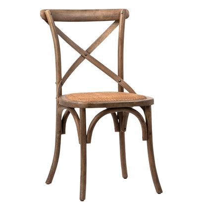 Natural Finish Oak Wood Frame and Rattan Seat Chair 20 in Wide