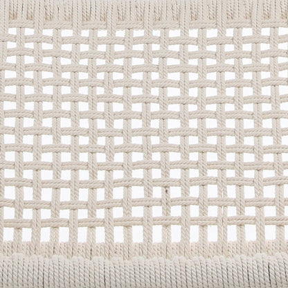 Natural Rope with Natural Stained Teak Frame Natural Teak and White Cotton Rope Chair 28 in Wide