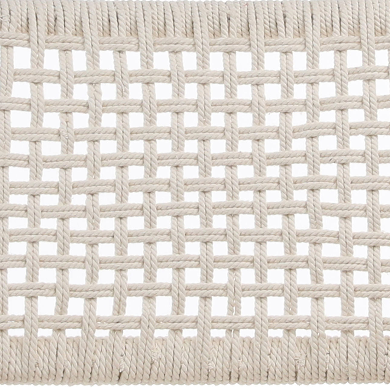 Natural White Rope with Natural Stain Teak Frame Teak Wood Frame and Cotton Rope Weaving Chair 19 in Wide