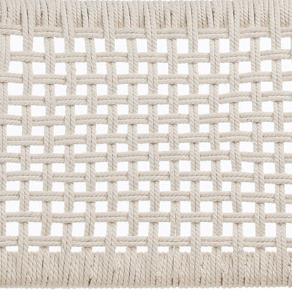 Natural White Rope with Natural Stain Teak Frame Teak Wood Frame and Cotton Rope Weaving Chair 19 in Wide