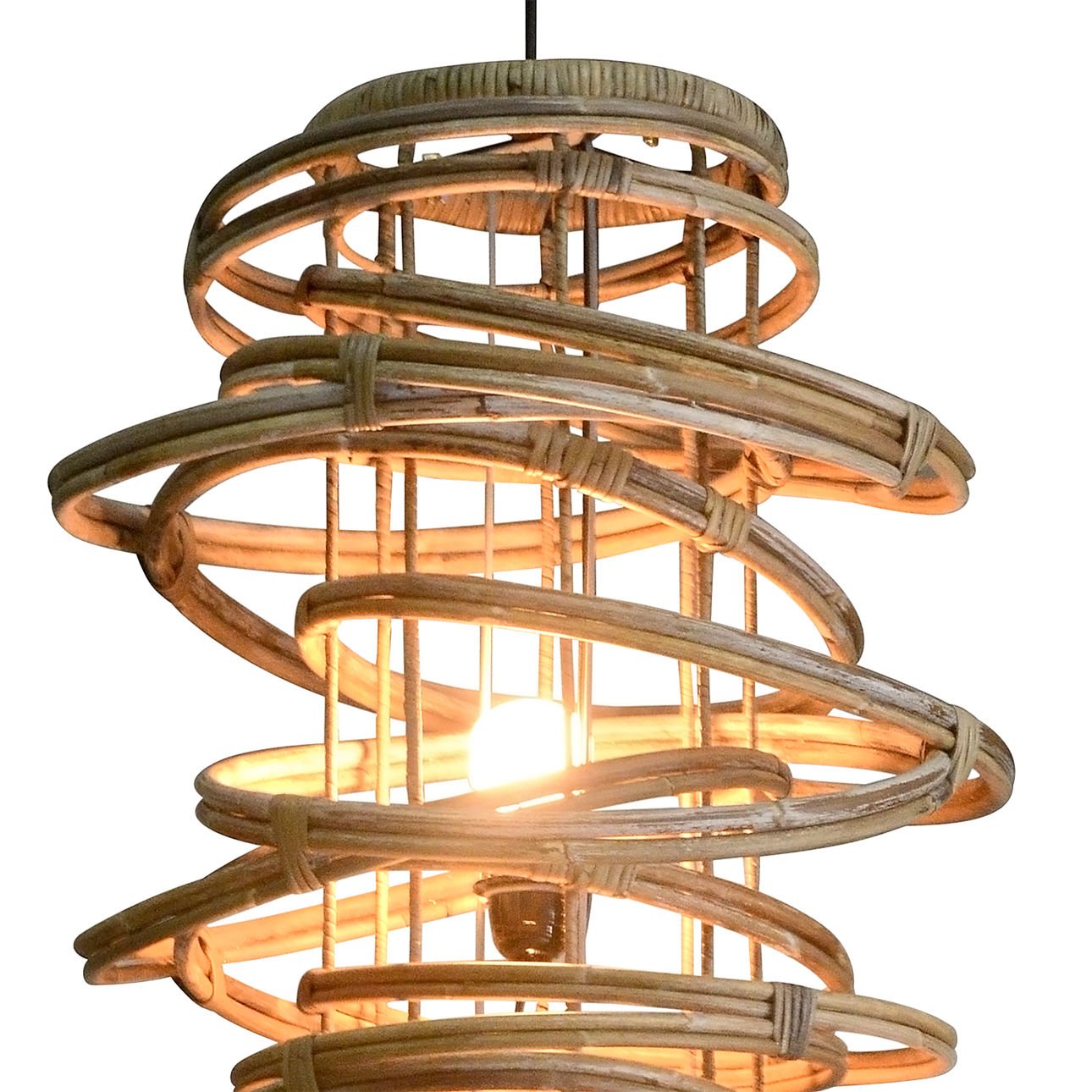 Natural Rattan Finish Metal and Rattan Light 18 in Wide