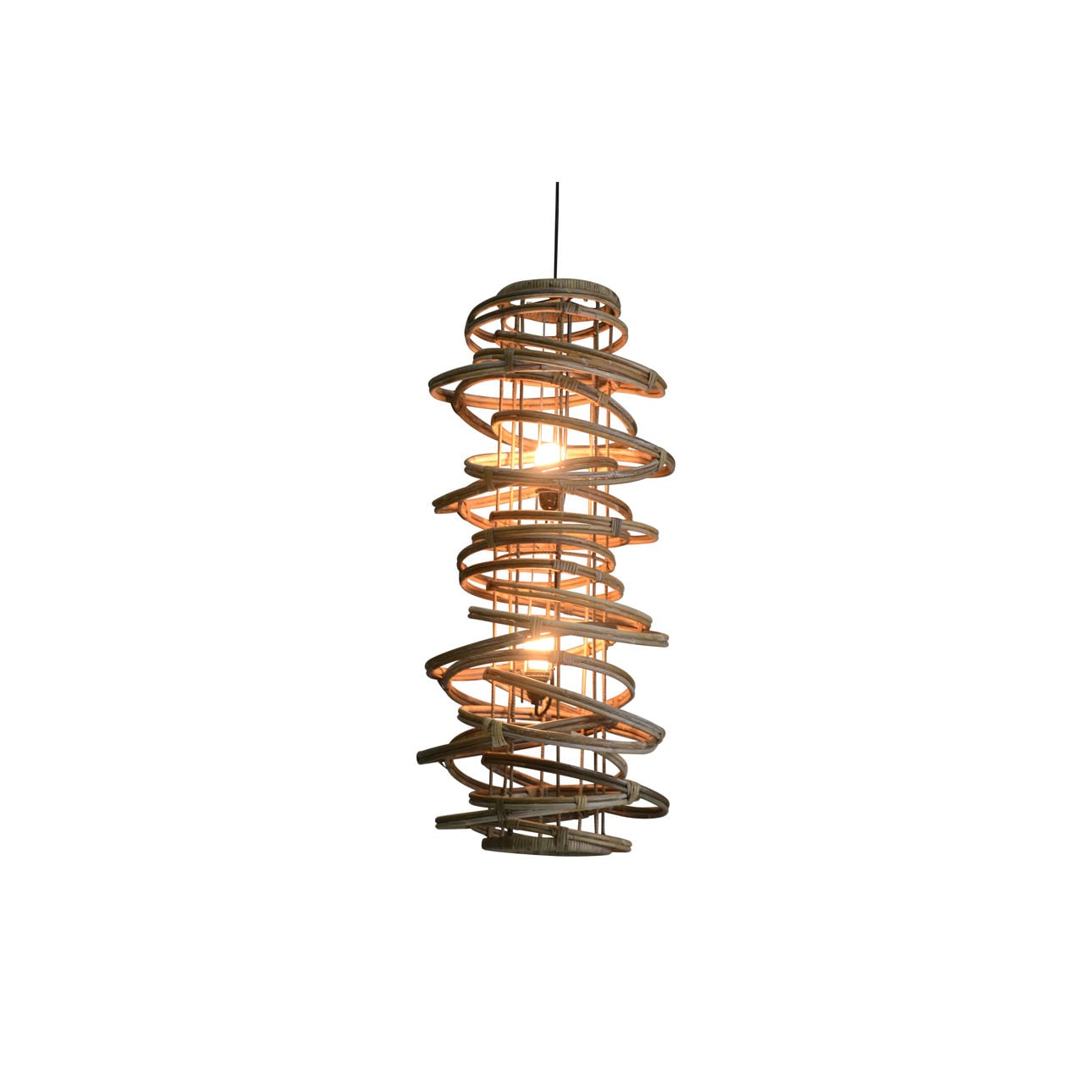 Natural Rattan Finish Metal and Rattan Light 18 in Wide