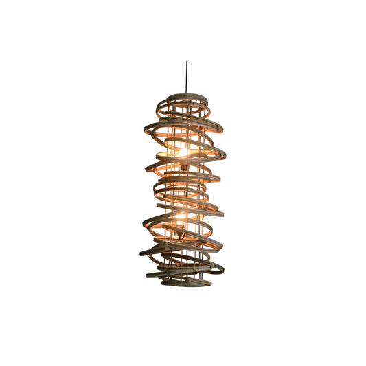 Natural Rattan Finish Metal and Rattan Light 18 in Wide