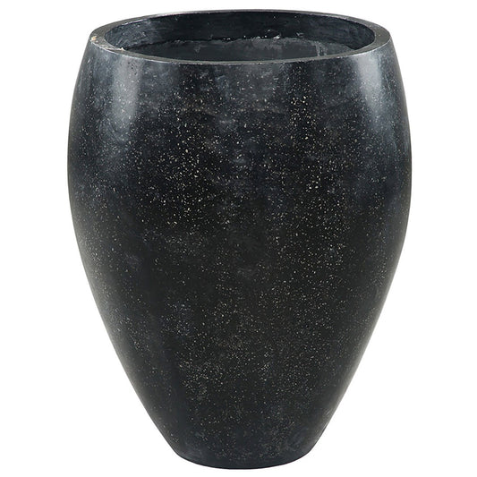 Antique Black Finish Lightweight Concrete Terrazzo Pot 22.5 in Wide