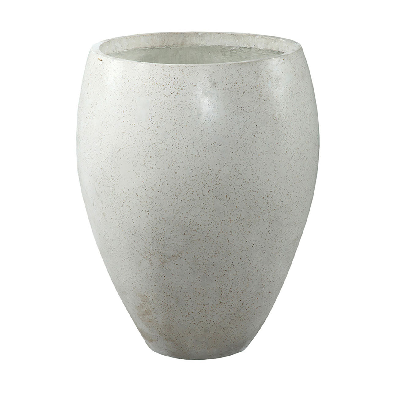 Natural White Finish Lightweight Concrete Terrazzo Pot 23 in Wide