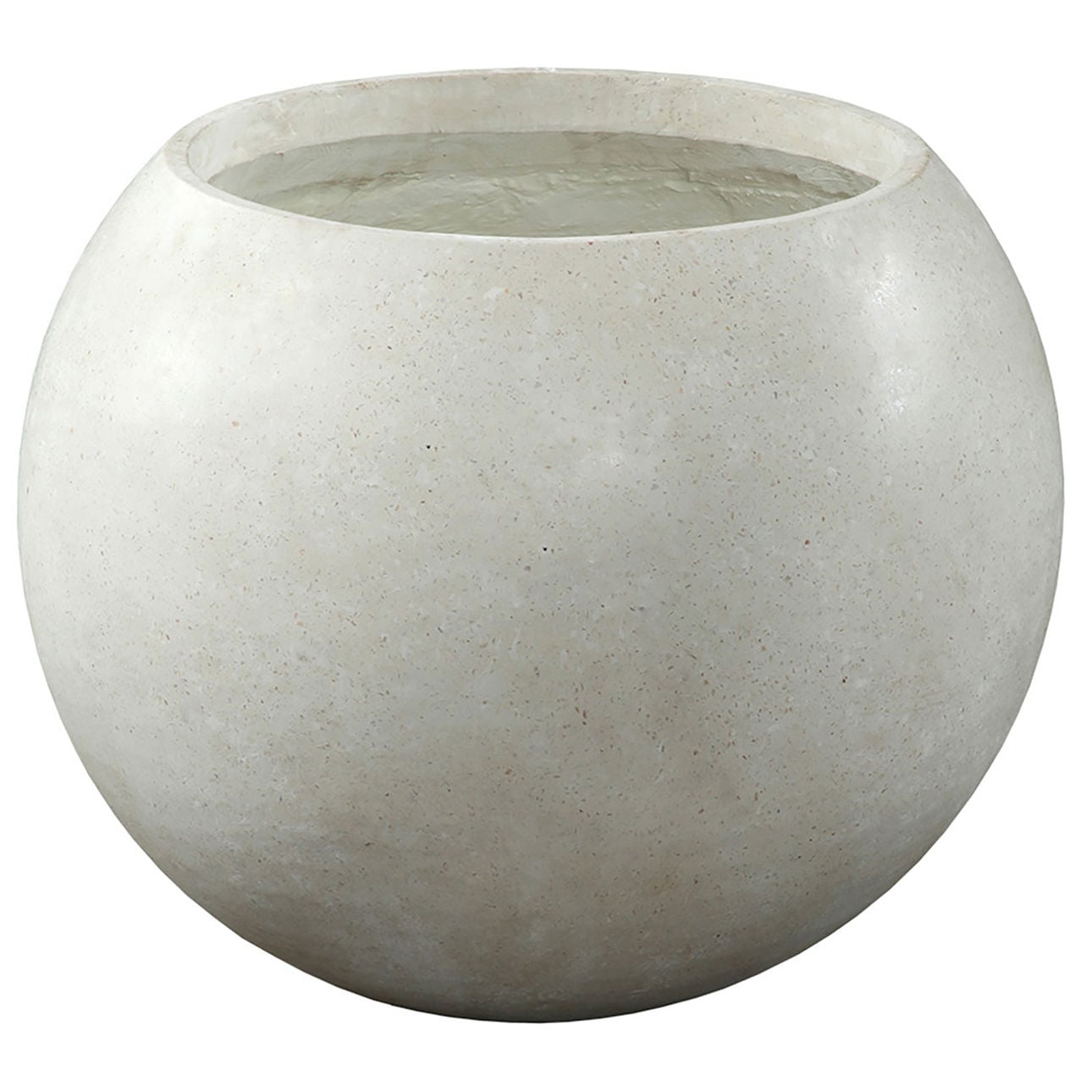 Natural White Finish Lightweight Concrete Terrazzo Pot 16 in Wide