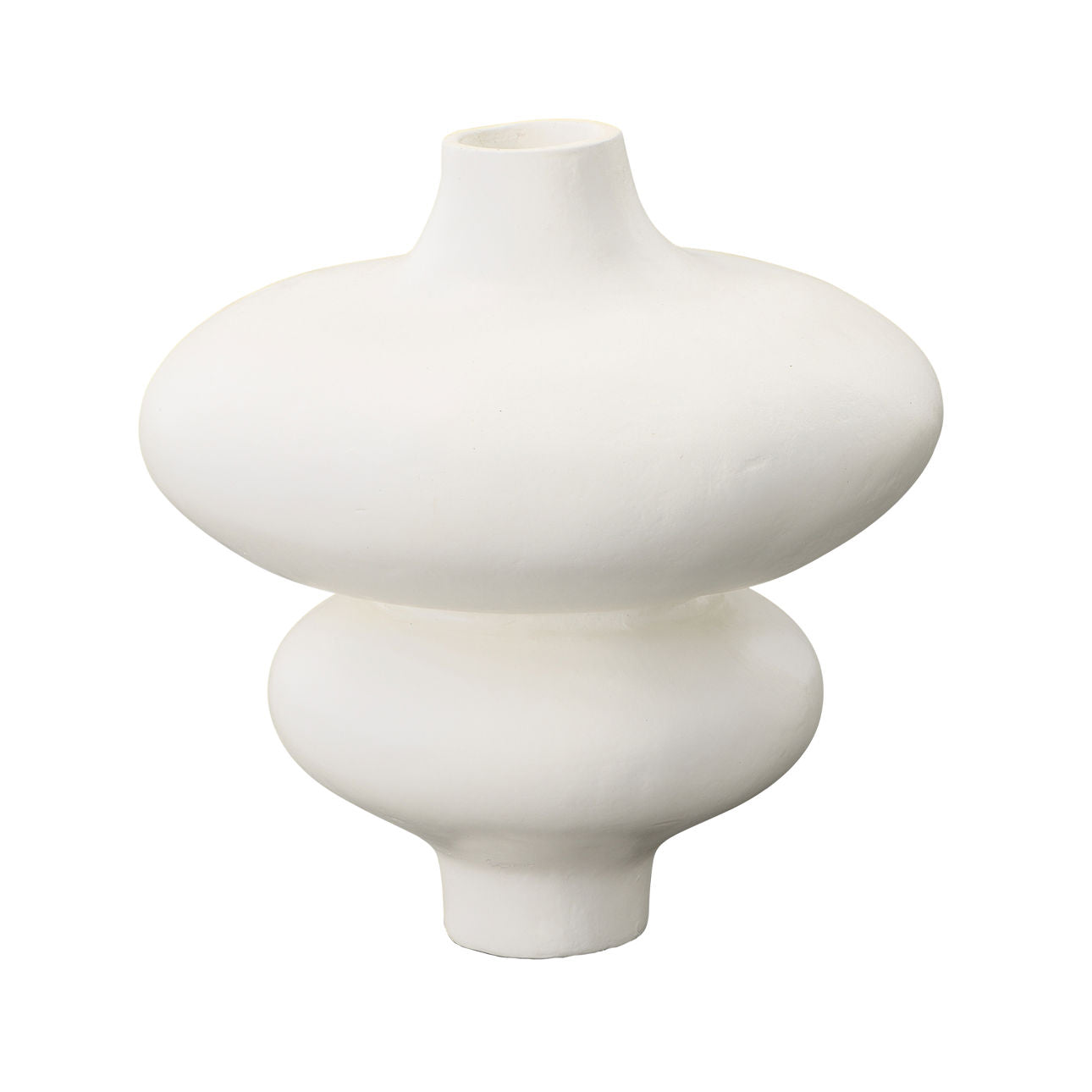 White Terracotta Vase 10.5 in Wide