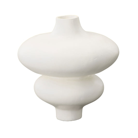 White Terracotta Vase 10.5 in Wide