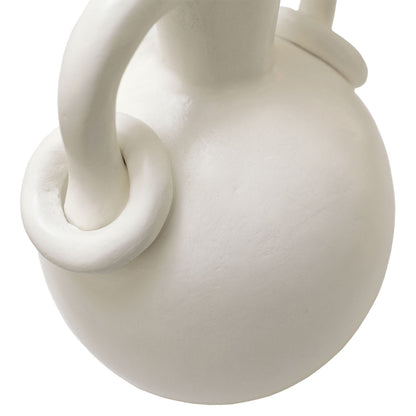 White Terracotta Vase 9 in Wide