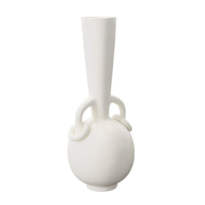 White Terracotta Vase 9 in Wide