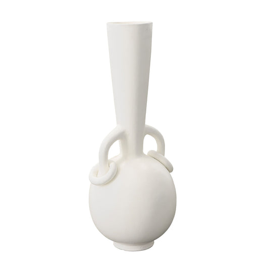 White Terracotta Vase 9 in Wide