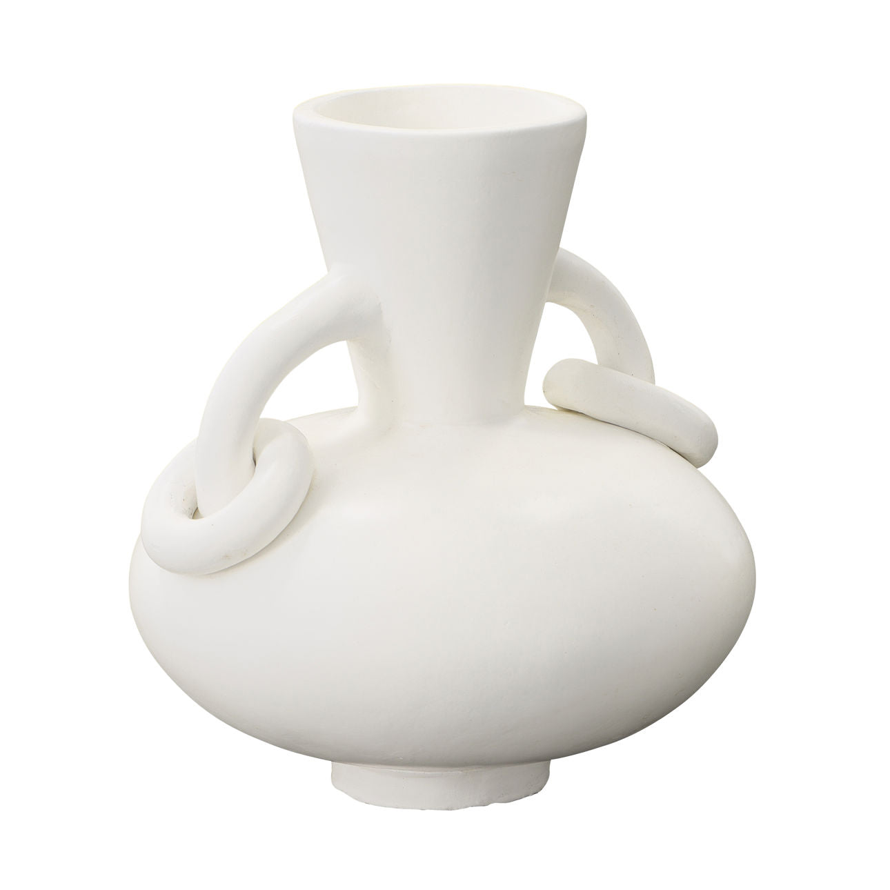 White Terracotta Vase 9 in Wide