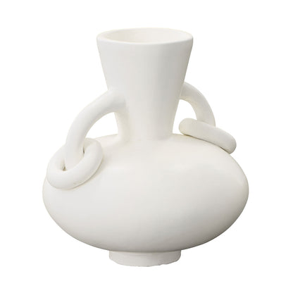 White Terracotta Vase 9 in Wide