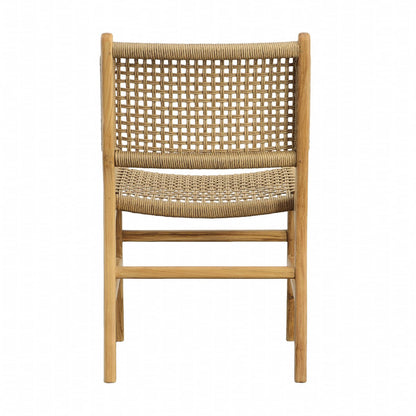 Natural Teak Wood Frame and Synthetic Wicker Chair 19.5 in Wide