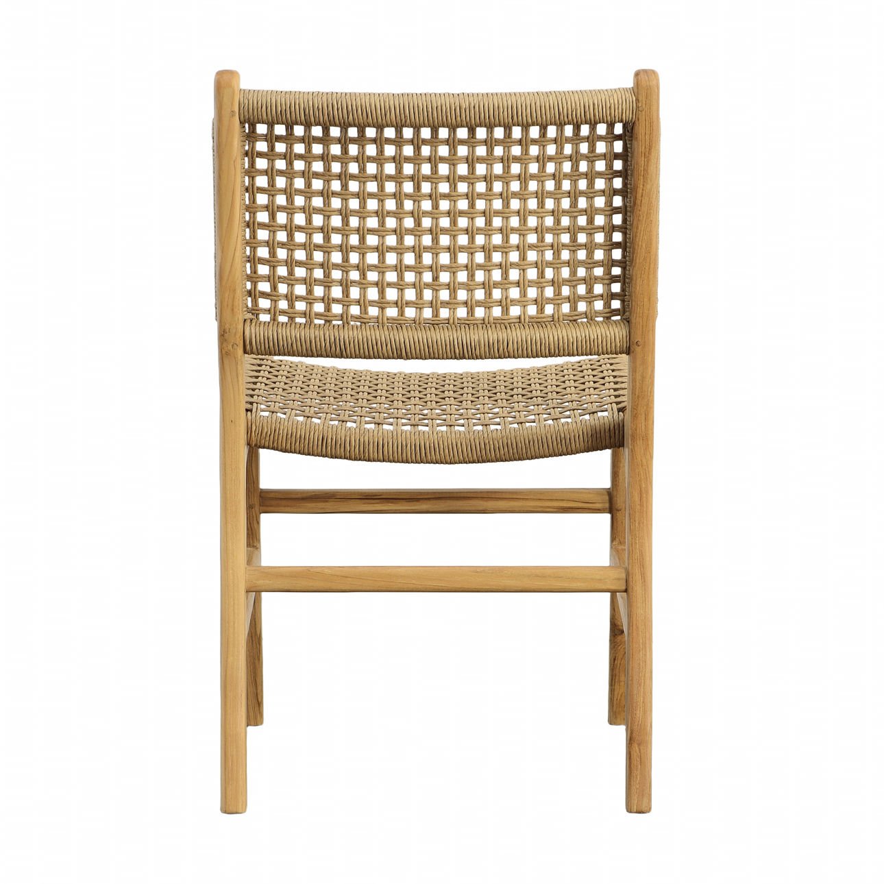 Natural Teak Wood Frame and Synthetic Wicker Chair 19.5 in Wide