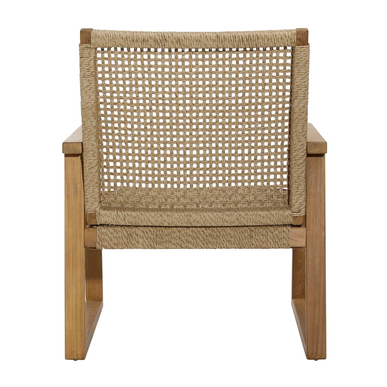 Natural Teak Wood Frame with Hyacinth and Woven Synthetic Wicker Chair 25.5 in Wide