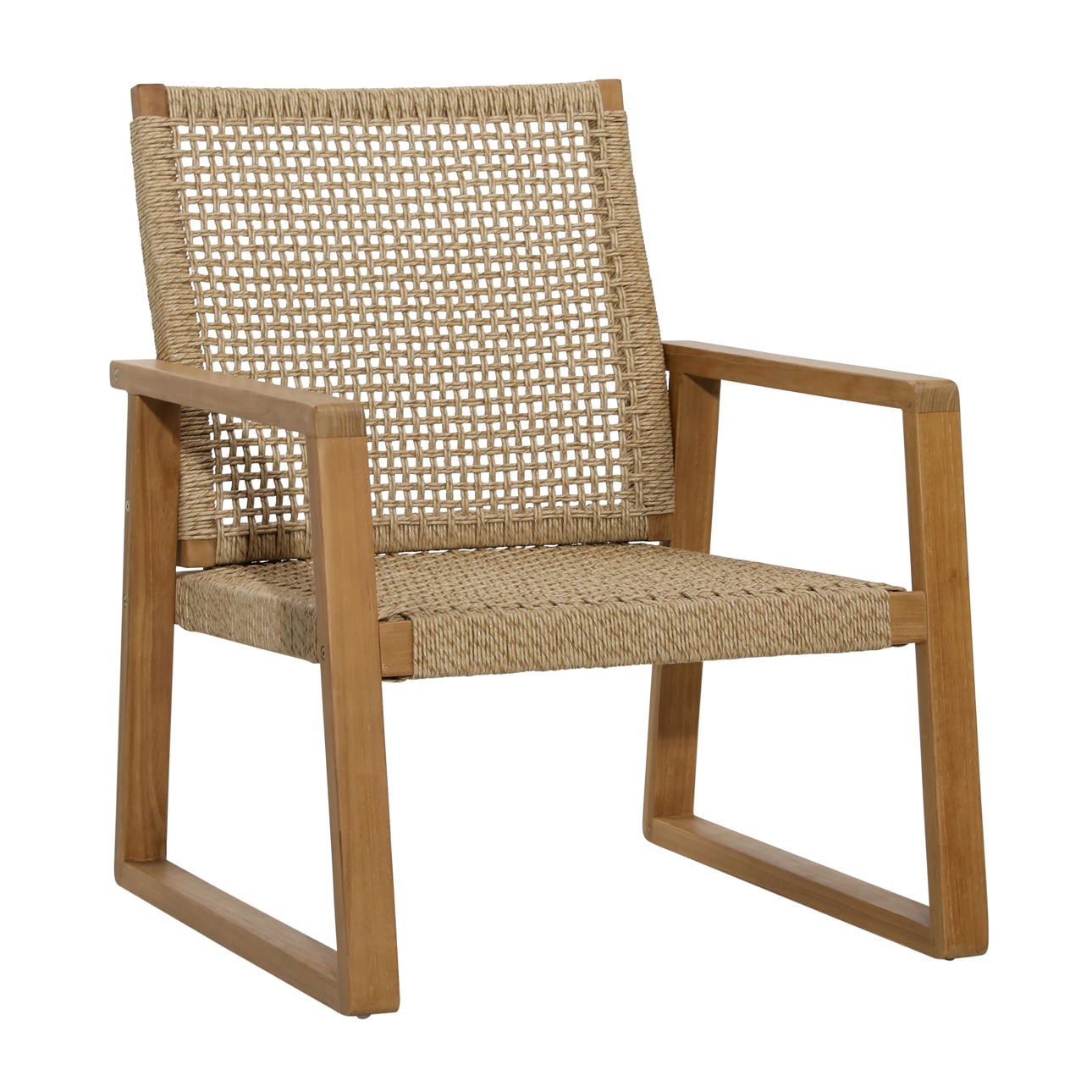 Natural Teak Wood Frame with Hyacinth and Woven Synthetic Wicker Chair 25.5 in Wide