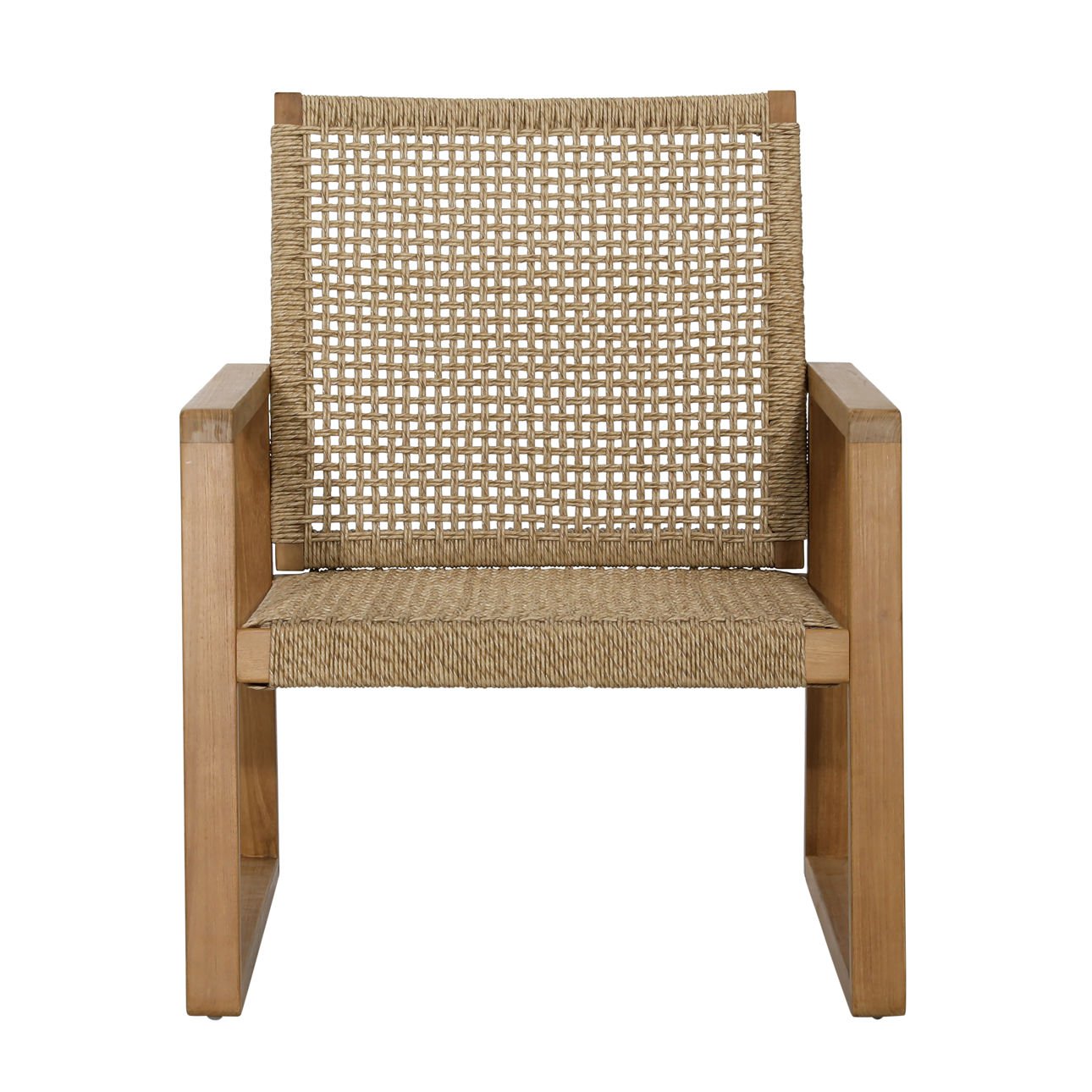 Natural Teak Wood Frame with Hyacinth and Woven Synthetic Wicker Chair 25.5 in Wide