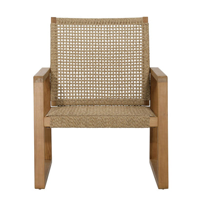 Natural Teak Wood Frame with Hyacinth and Woven Synthetic Wicker Chair 25.5 in Wide