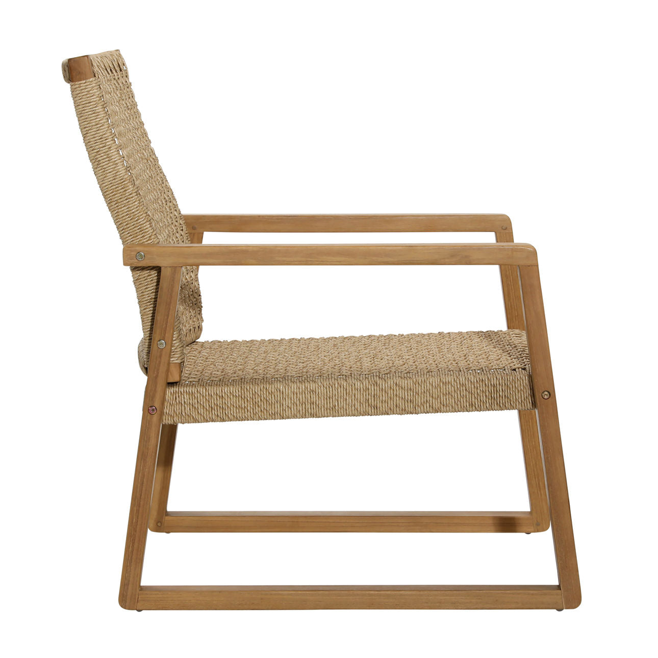 Natural Teak Wood Frame with Hyacinth and Woven Synthetic Wicker Chair 25.5 in Wide
