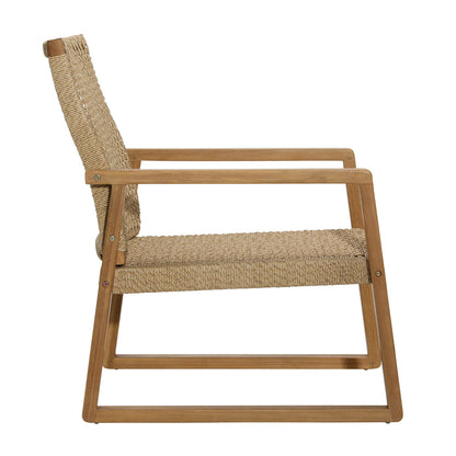 Natural Teak Wood Frame with Hyacinth and Woven Synthetic Wicker Chair 25.5 in Wide