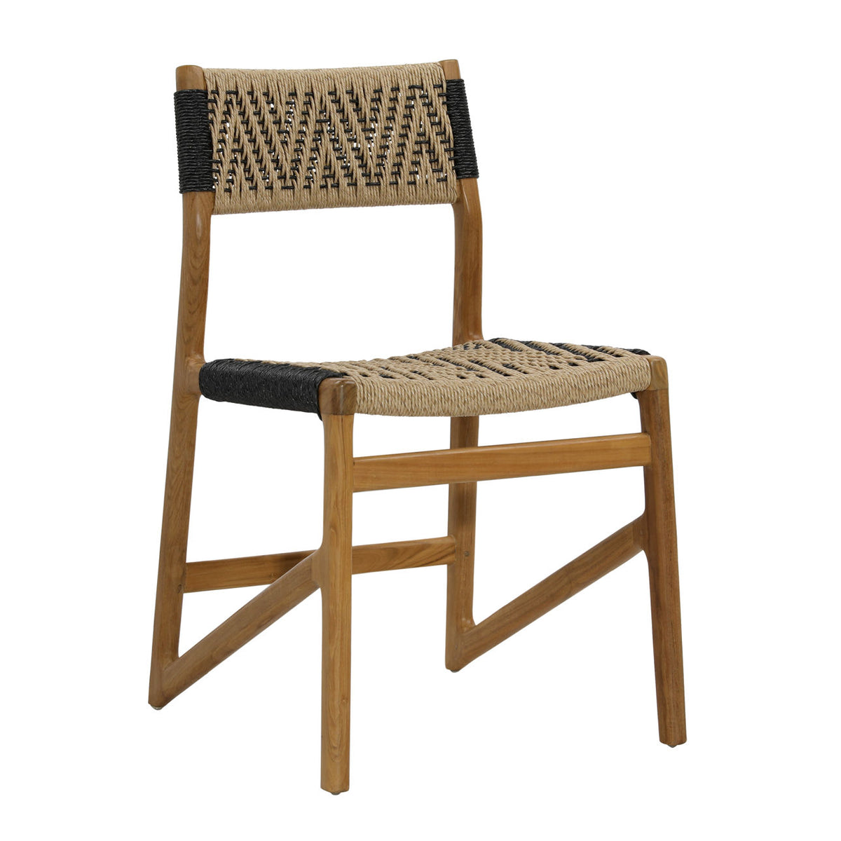Refined Teak Wood and Synthetic Wicker Dining Chair