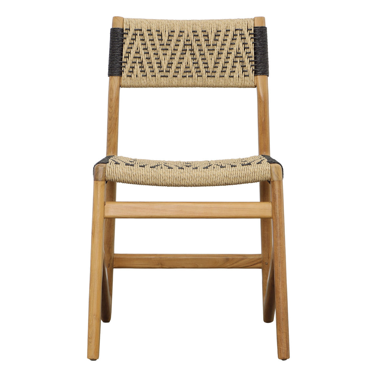 Refined Teak Wood and Synthetic Wicker Dining Chair