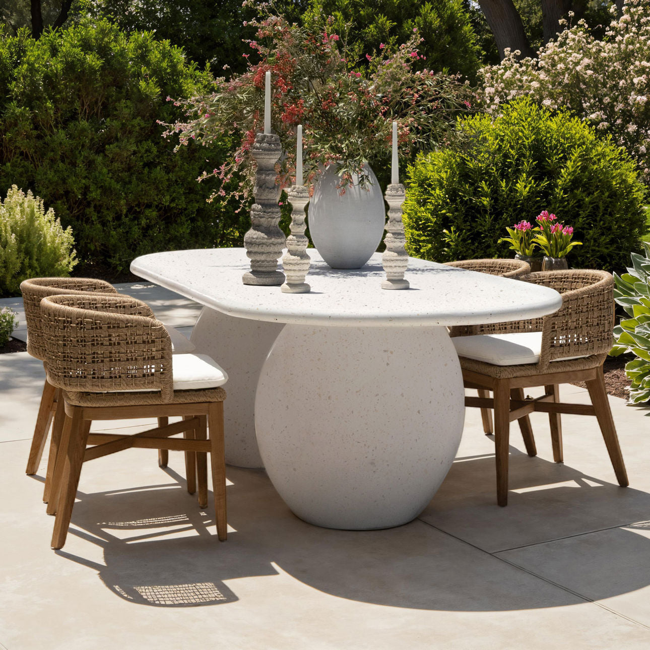 Natural and Ivory Cushion Teak Wood, Synthetic Rope and Olefin Upholstery Chair 23 in Wide