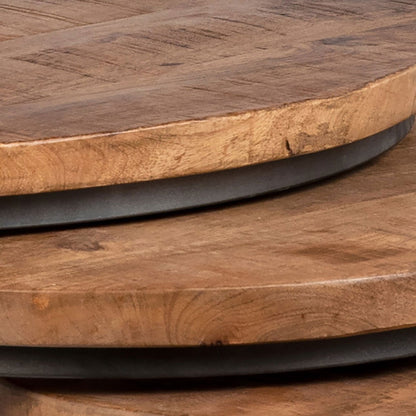 Medium Brown Sealed Finish and Gunmetal Base Mango Wood and Iron Tables 30 in Wide