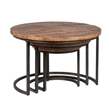 Medium Brown Sealed Finish and Gunmetal Base Mango Wood and Iron Tables 30 in Wide