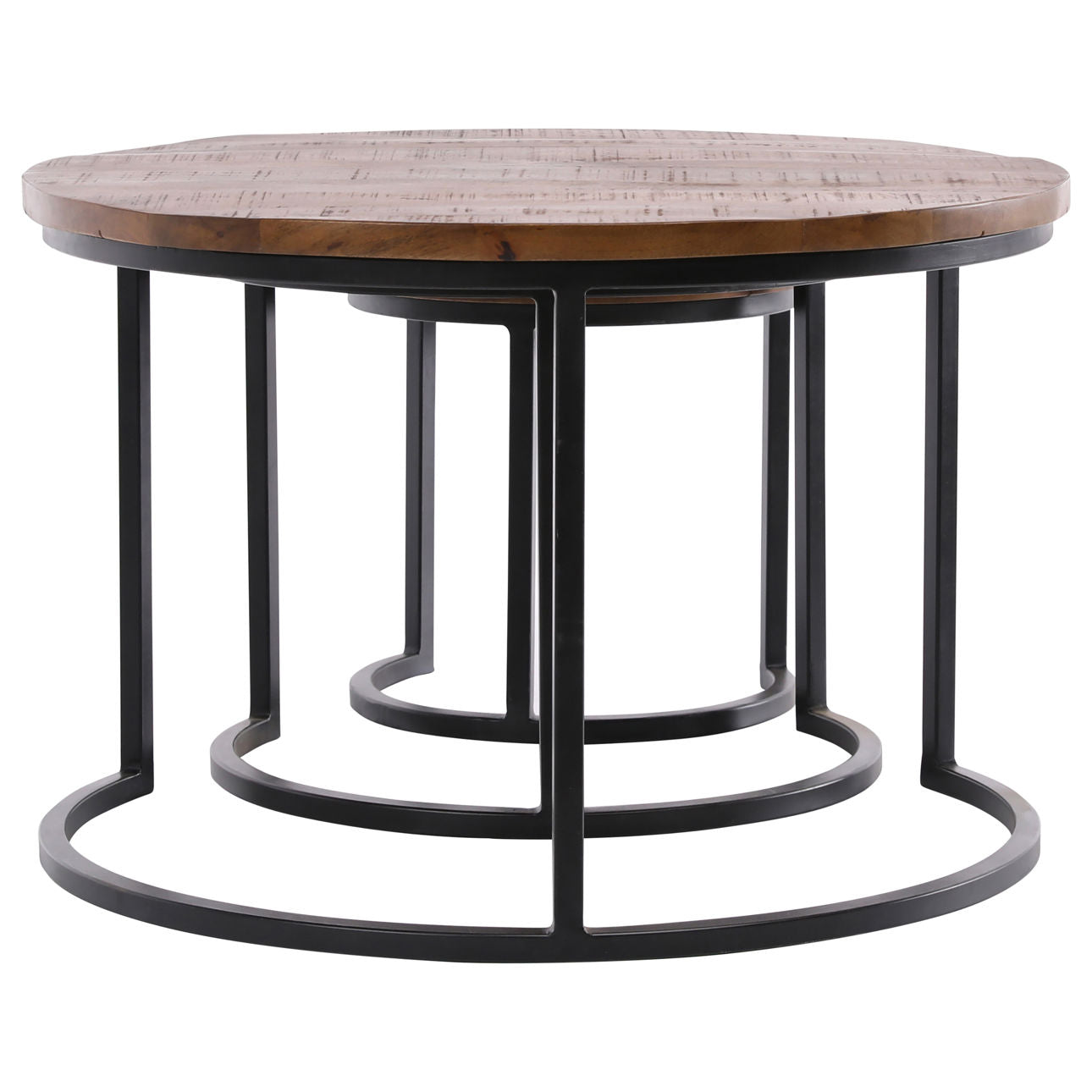 Medium Brown Sealed Finish and Gunmetal Base Mango Wood and Iron Tables 30 in Wide