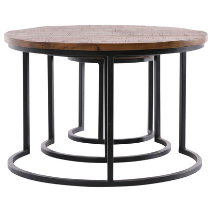 Medium Brown Sealed Finish and Gunmetal Base Mango Wood and Iron Tables 30 in Wide