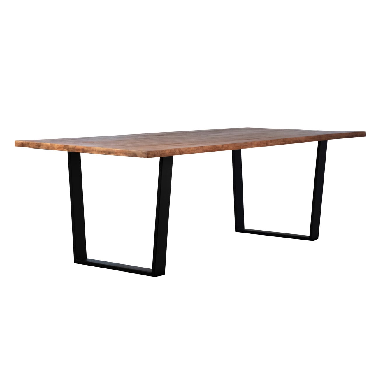 Medium Brown Sealed Top and Black Base Acacia Wood Top and Iron Base Table 96 in Wide