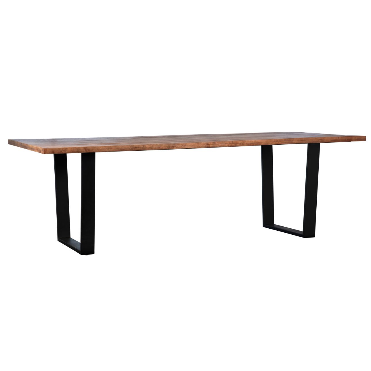 Medium Brown Sealed Top and Black Base Acacia Wood Top and Iron Base Table 96 in Wide