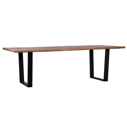 Medium Brown Sealed Top and Black Base Acacia Wood Top and Iron Base Table 96 in Wide
