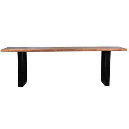 Medium Brown Sealed Top and Black Base Acacia Wood Top and Iron Base Table 96 in Wide