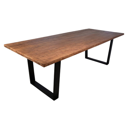 Medium Brown Sealed Top and Black Base Acacia Wood Top and Iron Base Table 96 in Wide