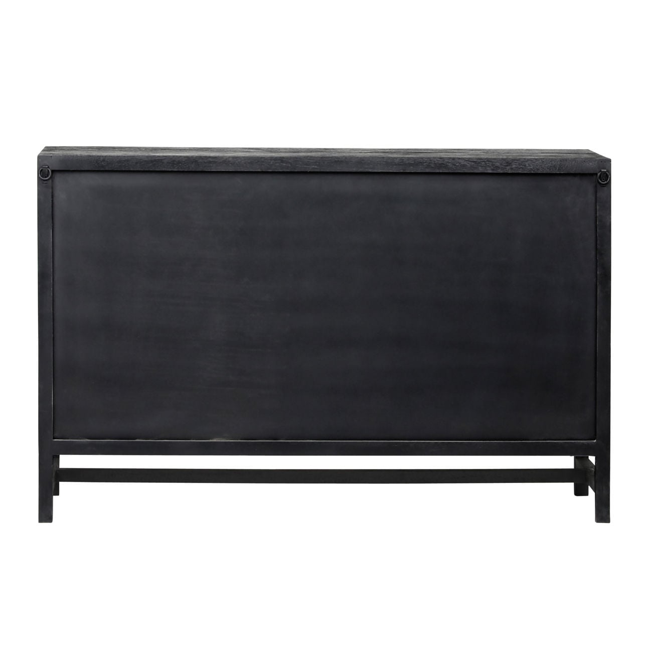 Black Sandblasted Finish Mango Wood with Cane Panels Sideboard 50 in Wide