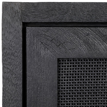 Black Sandblasted Finish Mango Wood with Cane Panels Sideboard 50 in Wide