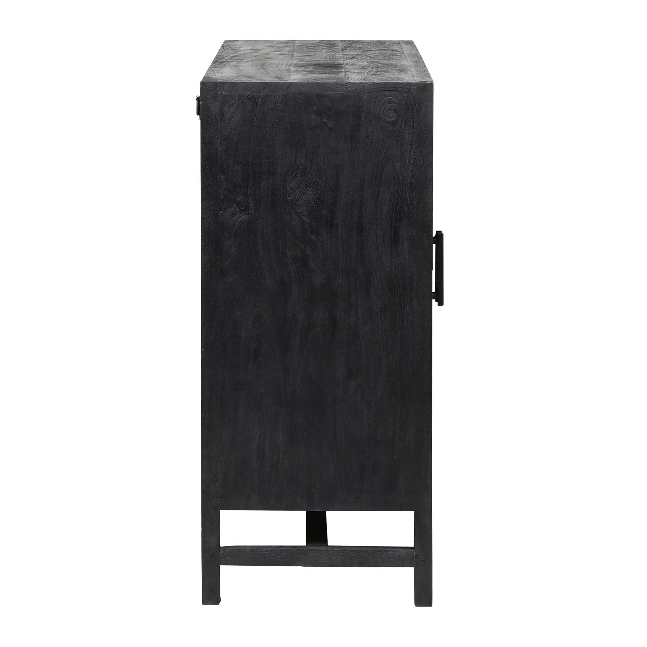 Black Sandblasted Finish Mango Wood with Cane Panels Sideboard 50 in Wide