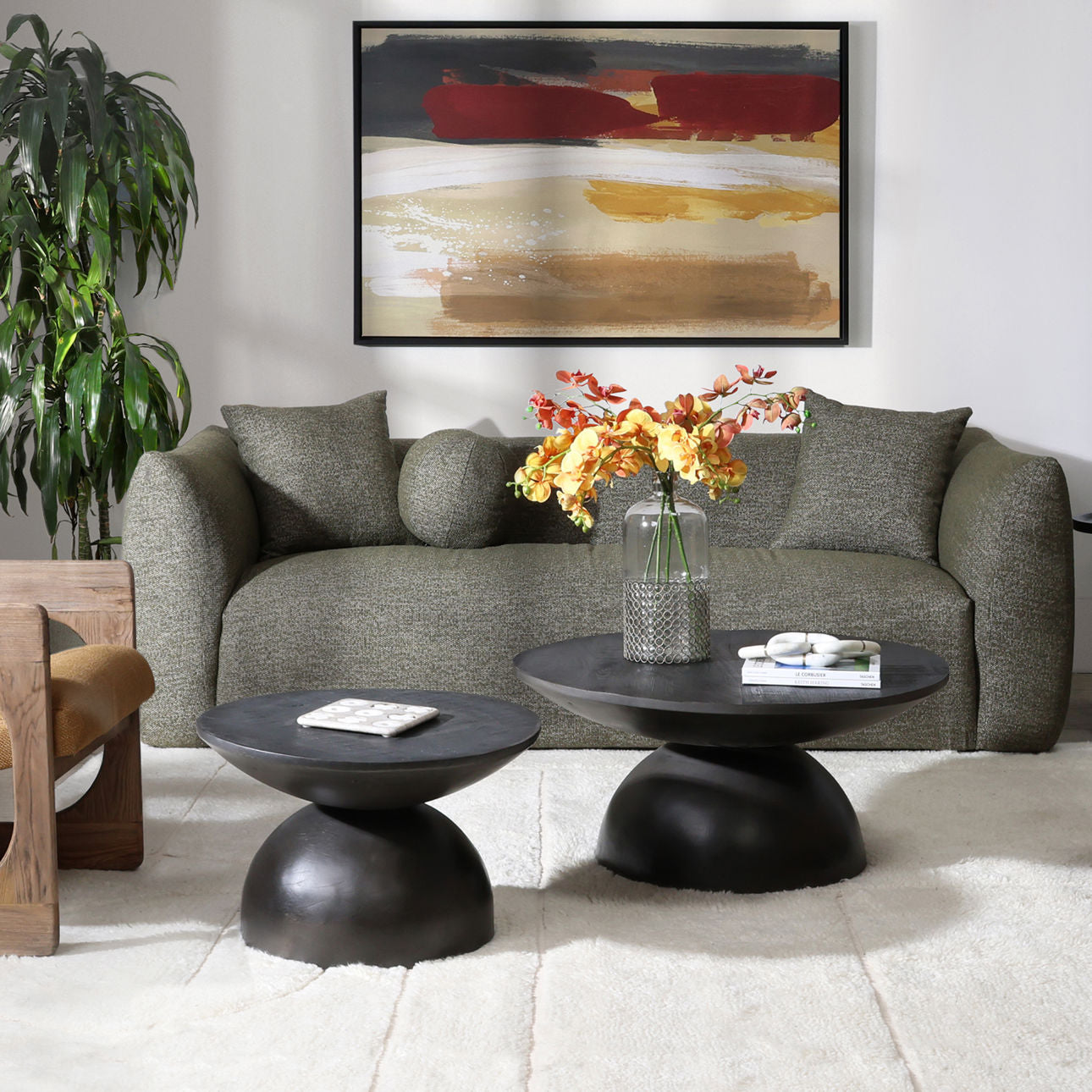 Black Sandblasted Finish Iron and Mango Wood Table 35 in Wide